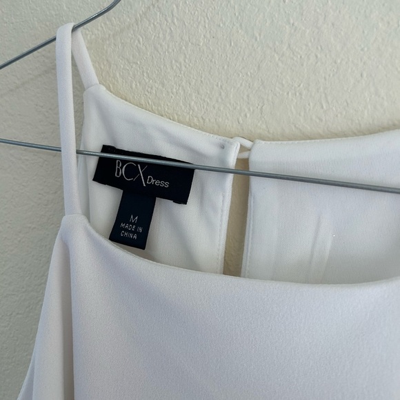 BCX Asymmetrical-Hem Rhinestone Dress Halter Off White Body-con Spandex Size M - Picture 10 of 10